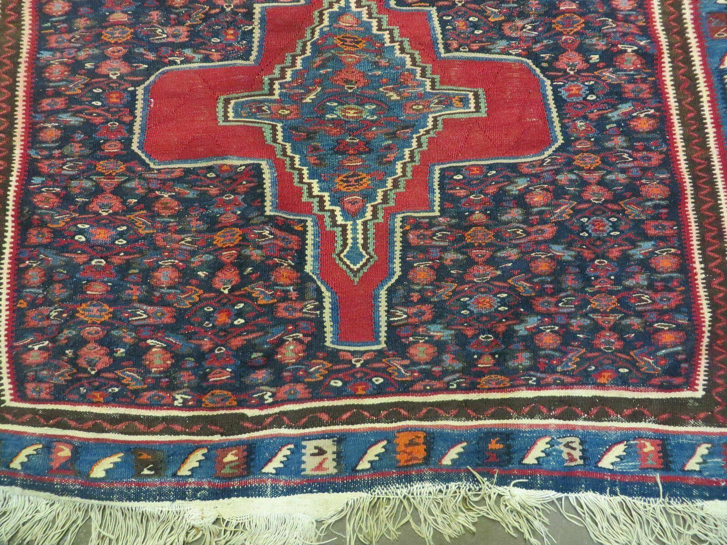 Turkish Kilim Rug Vintage 1940s Wool Flatweave Two Sided Handmade 45x64