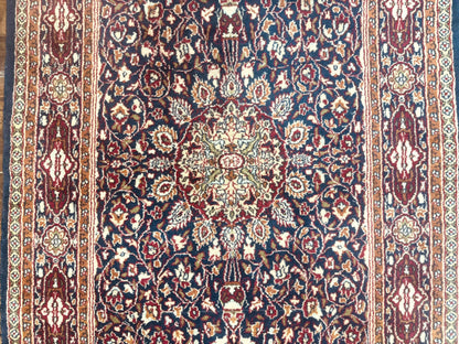 Indo Kashmiri Rug 3x5, Navy Blue, Very Fine 400 KPSI, Pair B