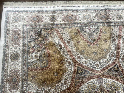 Turkish Silk Rug 8x10 Hereke Dome Design Bamboo Silk Carpet New