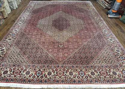 Persian Bijar Rug 8x11 With Herati Mahi Pattern Handwoven Wool