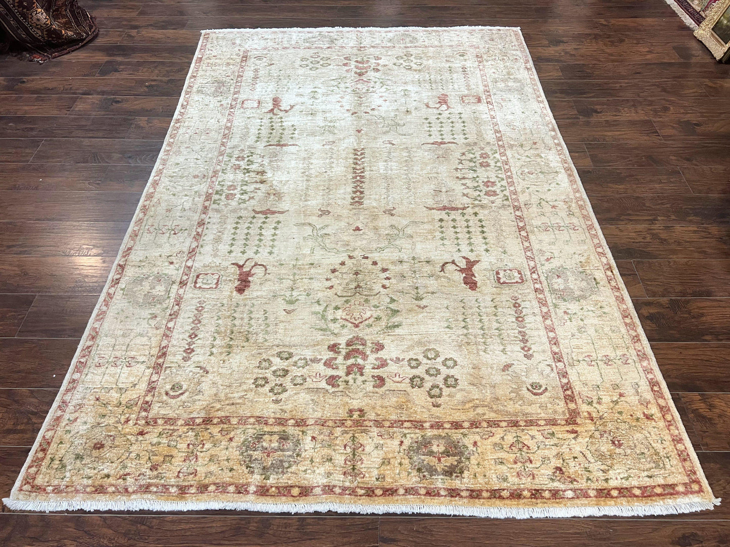 Oushak Rug Handmade Wool Peshawar Carpet For Farmhouse Decor 6x9.6