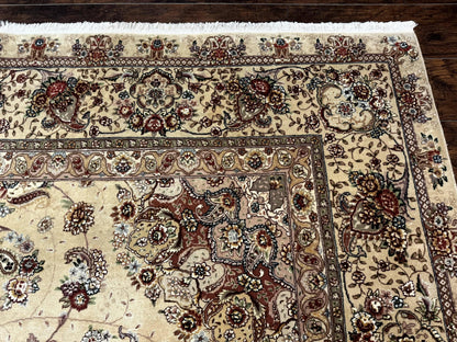 Sino Persian Rug 8x10, Wool and Silk Highlights, 290 KPSI, Floral Medallion