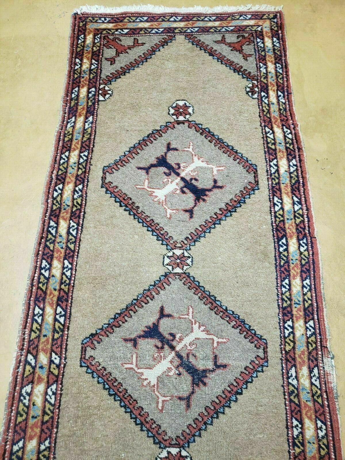 Persian Sarab Runner Rug 2x11 Antique Tribal Hand Made Camel Hair