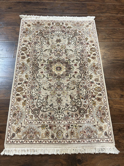 Hand Knotted Persian Rug 2.5 x 4 Vintage Wool Floral Medallion Oriental Carpet