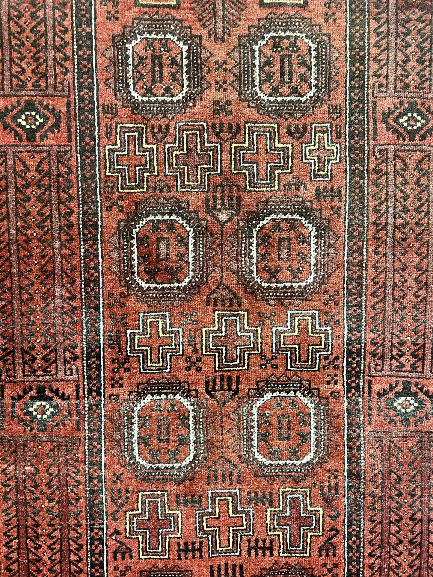 Antique Persian Turkoman Rug 3x6 Wool Tribal Handmade Carpet Red And Black