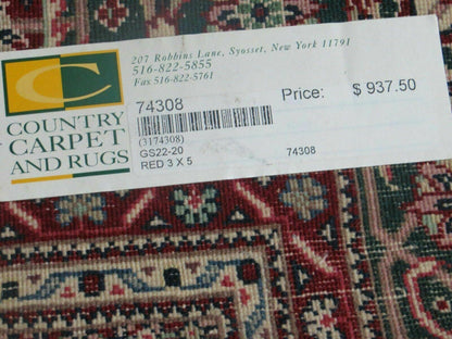 Amritsar Wool Silk Rug Vintage Handmade Medallion Harati Pattern 3x5 Indian Antique