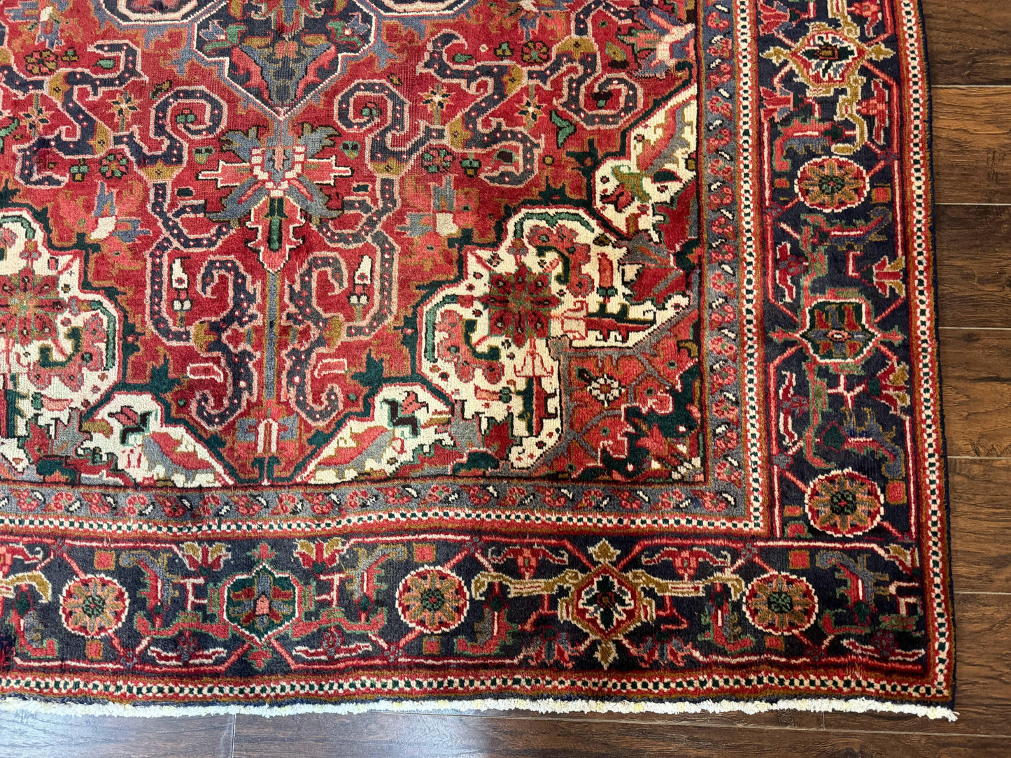 Heriz Rug 6 Foot 6 In By 9 Foot 3 In Wool Persian Carpet With Geometric Medallion