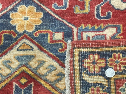 Turkish Kazak Rug 7.6 x 9.5 Hand Knotted Wool Caucasian Geometric Medallions