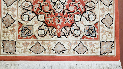 3x5 Red Chinese Hand Knotted Wool Rug Medallion Vintage Small Area Rug