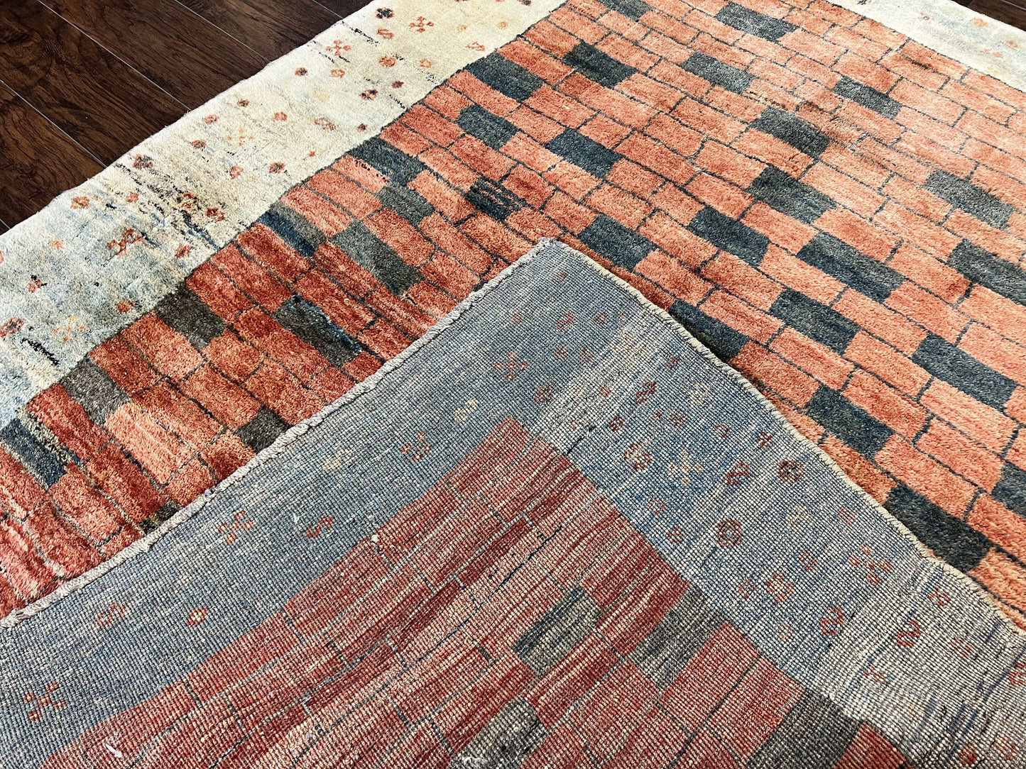 Persian Gabbeh Rug 6x8 ft, Wool Handmade Tribal Rug