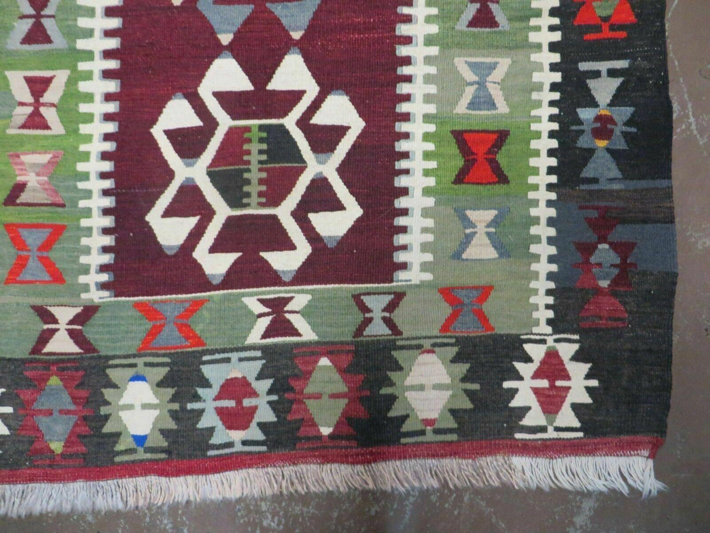 Turkish Kilim Rug Vintage Handmade Flat Weave Wool Veg Dyes 3 Ft 8 In By 5 Ft 1 In