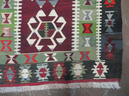 Turkish Kilim Rug Vintage Handmade Flat Weave Wool Veg Dyes 3 Ft 8 In By 5 Ft 1 In