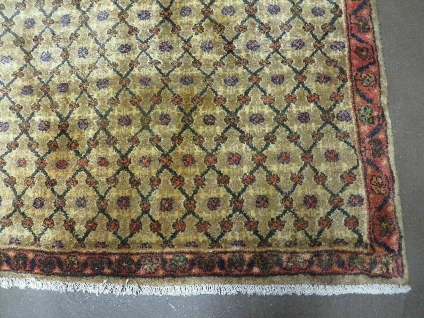 Antique Indian Handmade Wool Rug 4x6 Camel Hair Color 1900s Era
