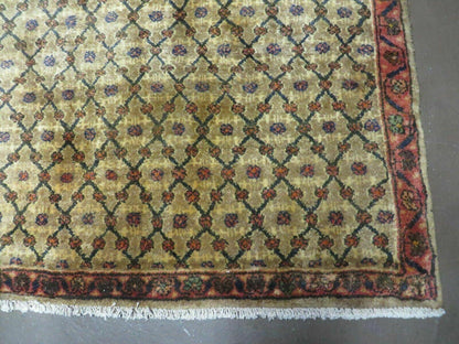 Antique Indian Handmade Wool Rug 4x6 Camel Hair Color 1900s Era