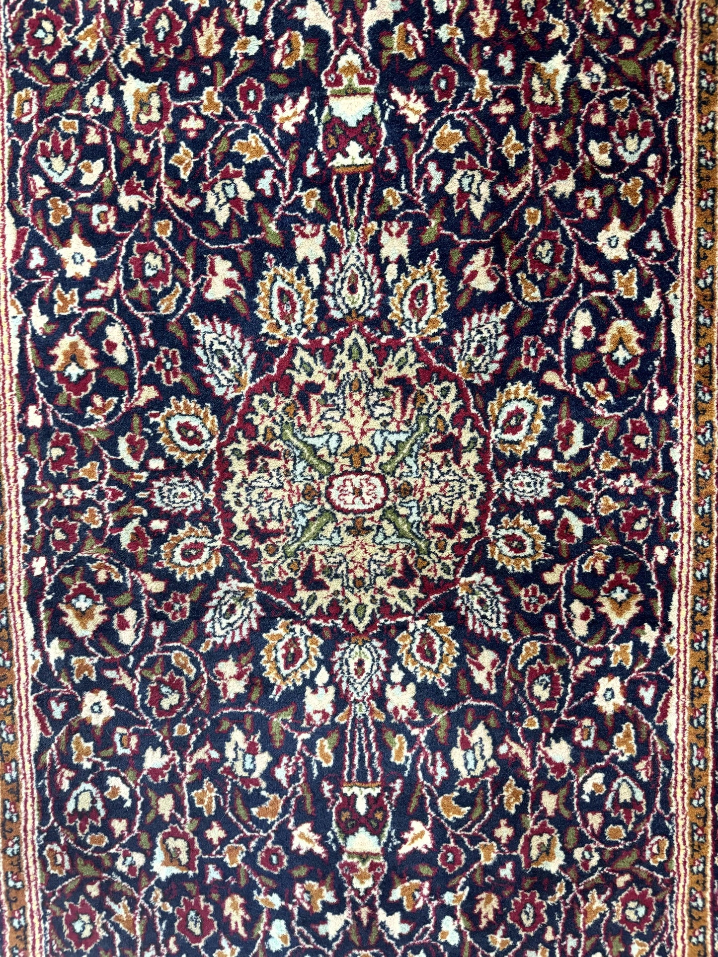 Indo Kashmiri Rug 3x5 Navy Blue Very Fine 400 KPSI Pair A