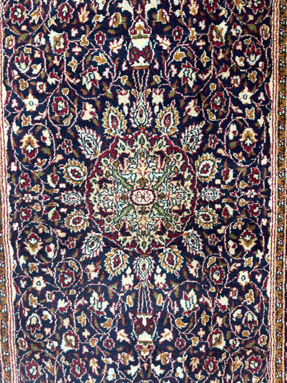 Indo Kashmiri Rug 3x5 Navy Blue Very Fine 400 KPSI Pair A