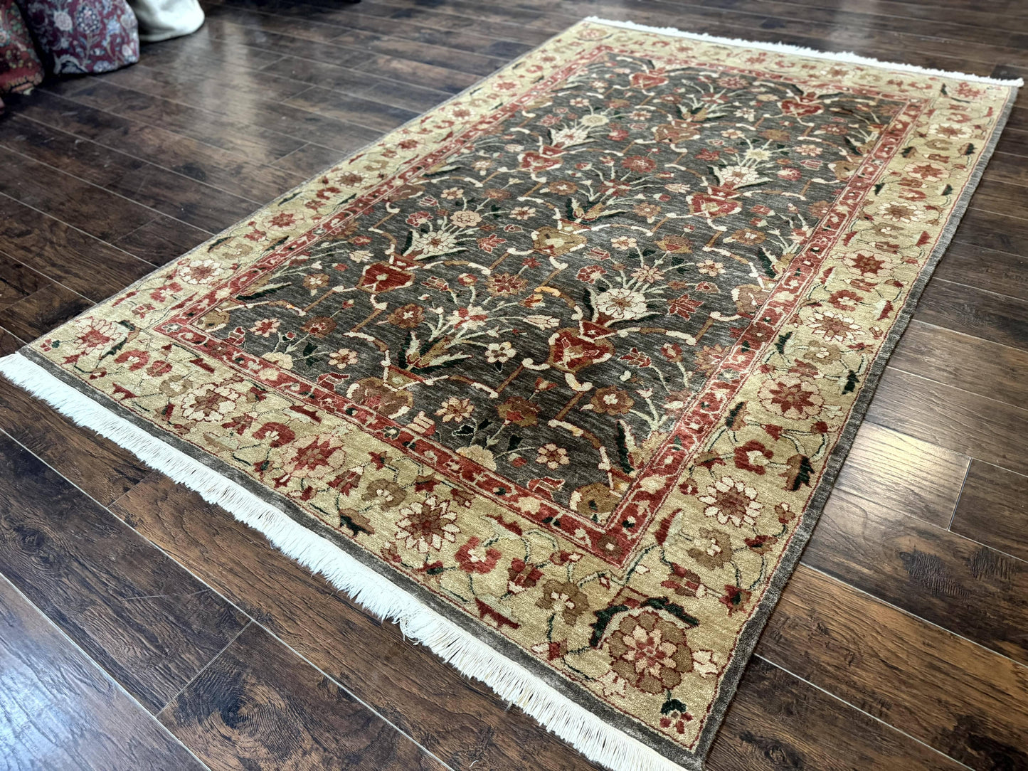 Persian Mahal Rug 6x9 Handmade Wool Oriental Carpet Floral Design