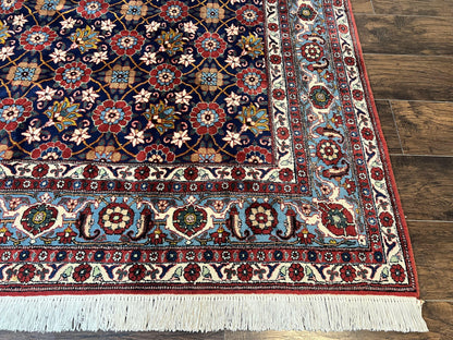 Persian Veramin Rug 7x11 Handmade Vintage Navy Blue Wool Area Rug