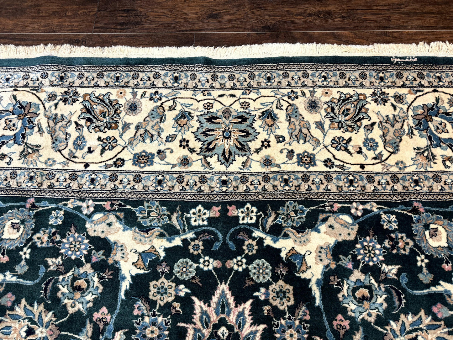 Pak Persian Rug 9x12 Dark Green Floral Allover Hand Knotted Wool