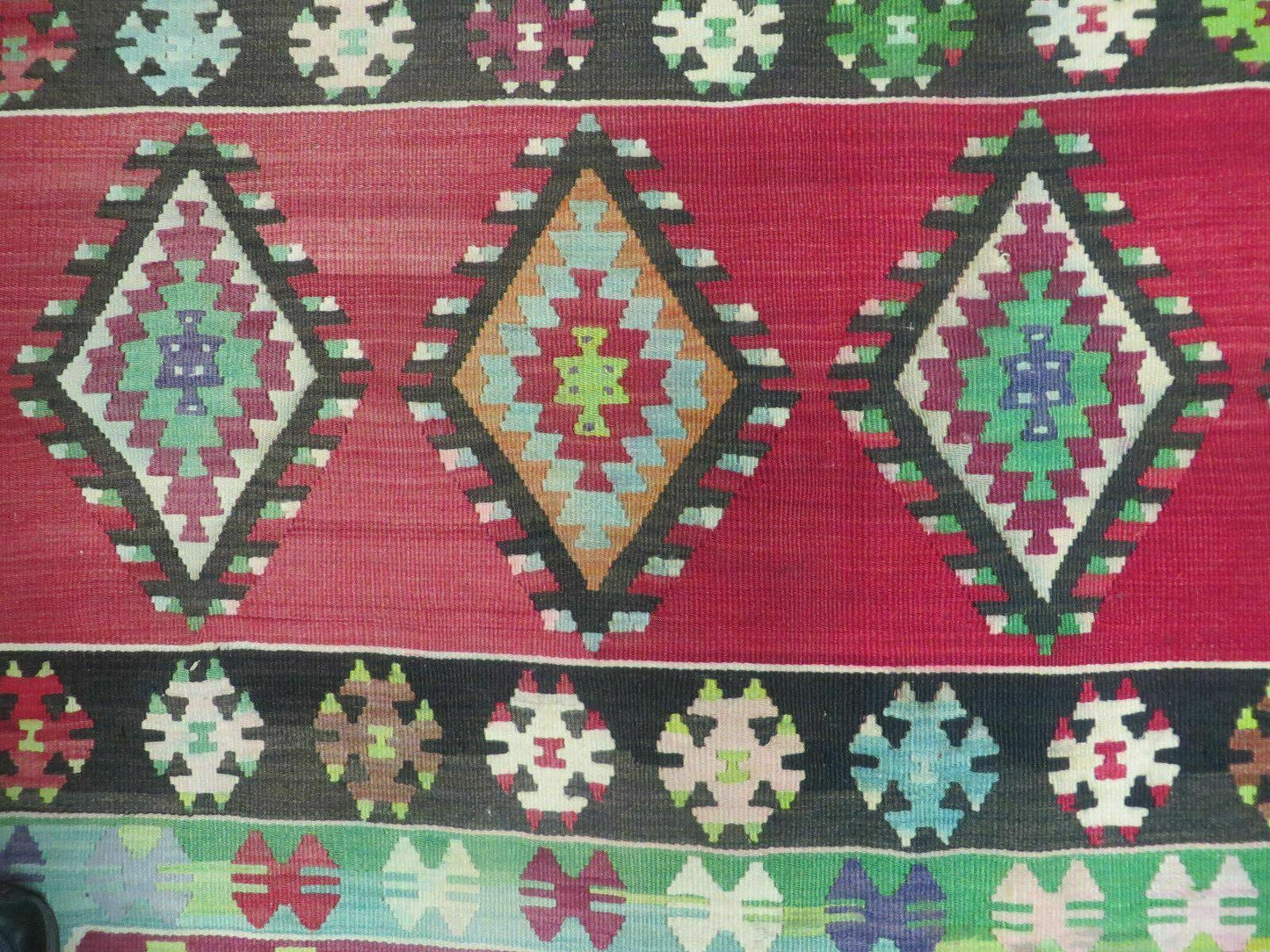 Turkish Kilim Rug 7x9 Handmade Flat Weave Wool Veg Dye Vintage Decor