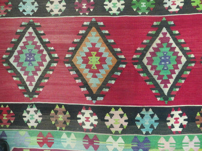 Turkish Kilim Rug 7x9 Handmade Flat Weave Wool Veg Dye Vintage Decor