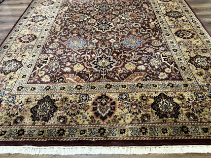 Indo Persian Rug 8x11 Handmade Wool Hand Knotted Eggplant Tan Allover Pattern Couristan