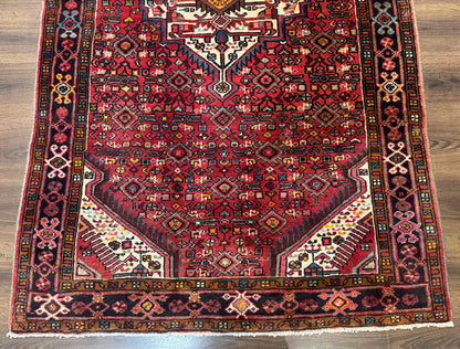 Persian Hamadan Rug 4x7 Tribal Malayer Carpet Red Ivory Bohemian Antique