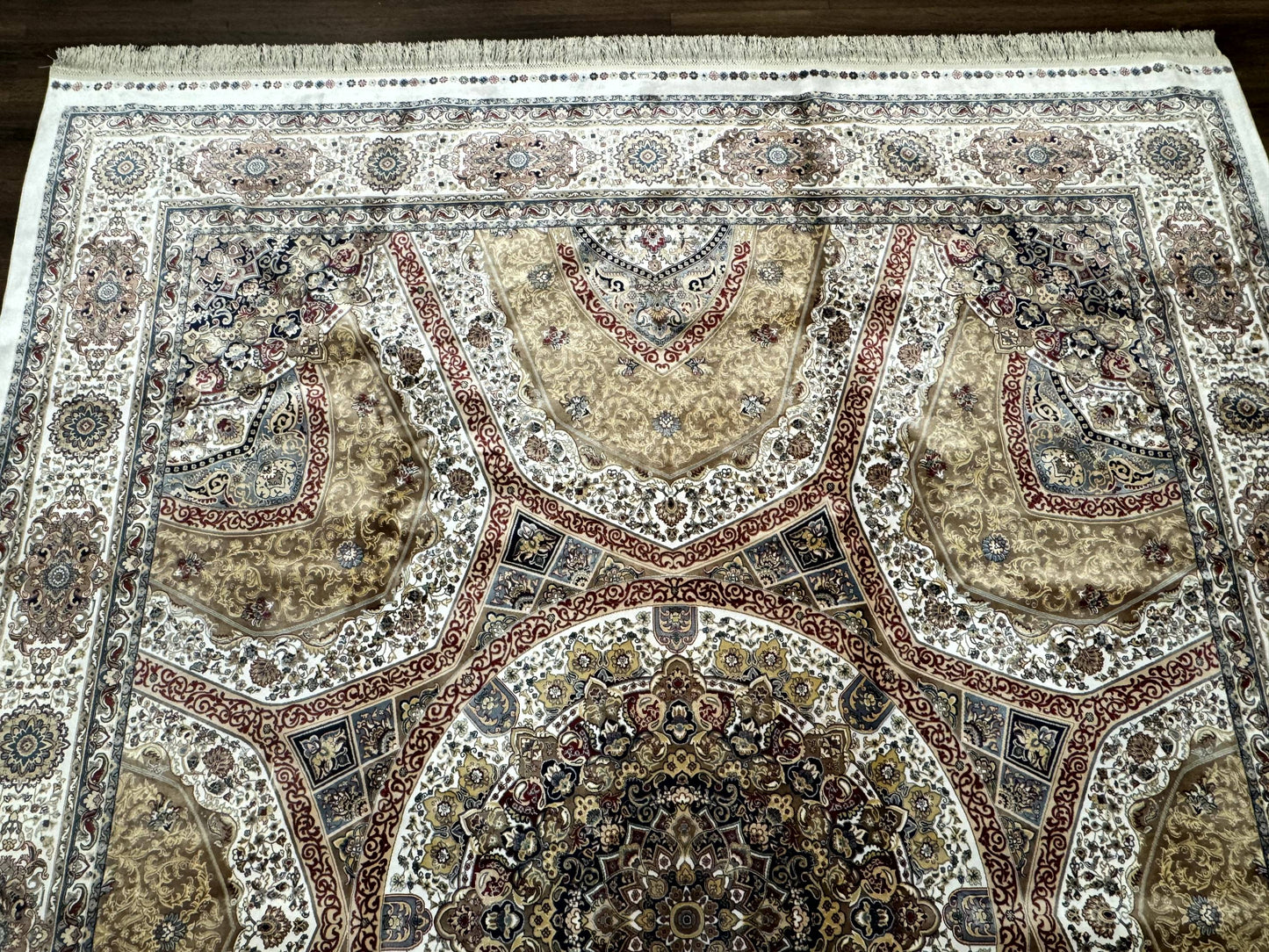 Turkish Silk Rug 8x10 Hereke Dome Design Bamboo Silk Carpet New