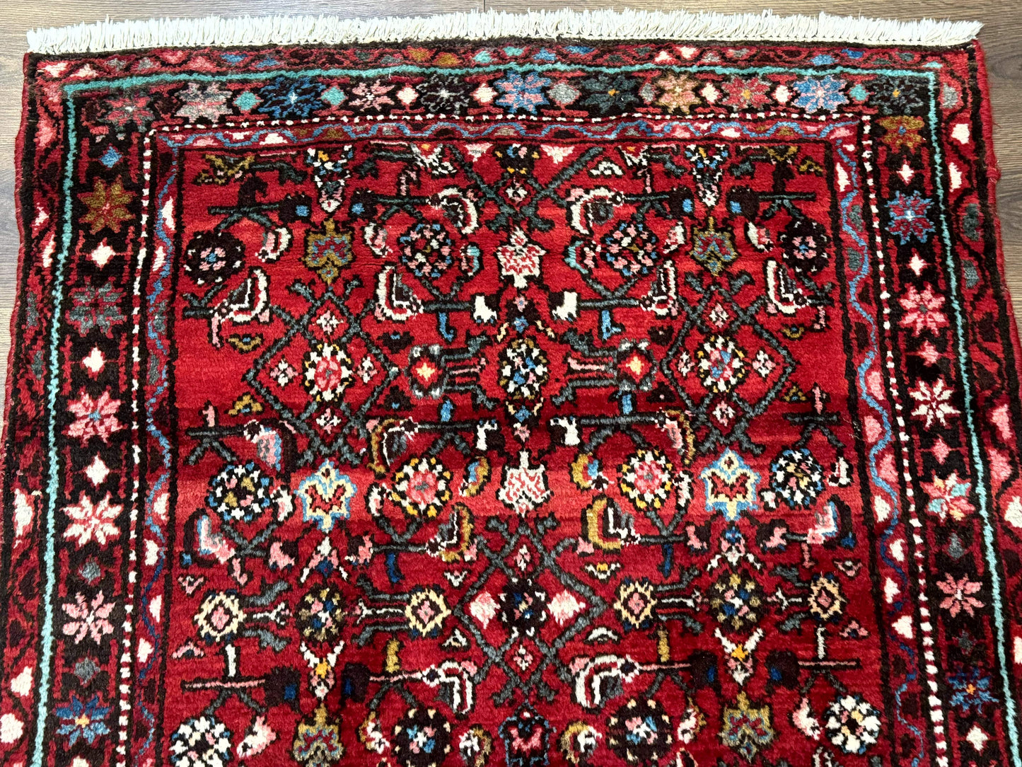 Red Persian Rug 4x7, Village Rug, Wool Vintage Carpet