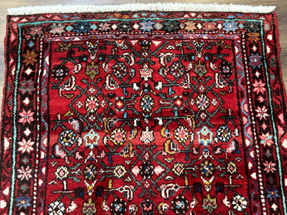 Red Persian Rug 4x7, Village Rug, Wool Vintage Carpet