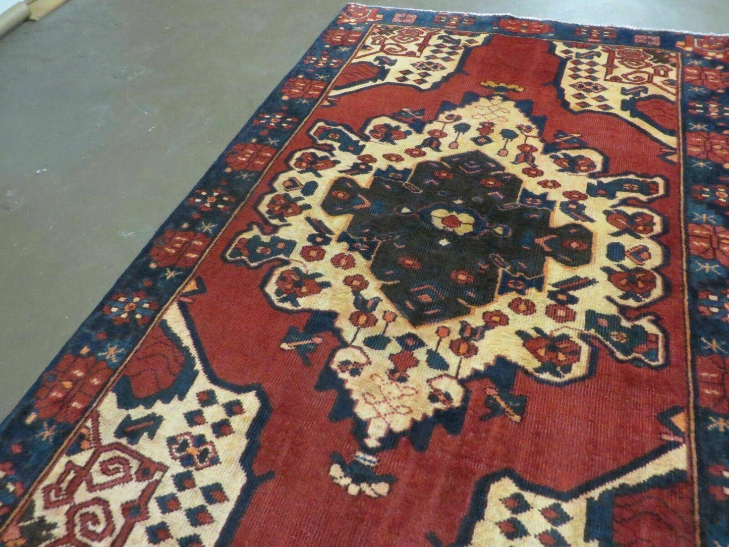Antique Turkish Wool Rug Handmade 4 By 7 Veg Dye Allover Pattern