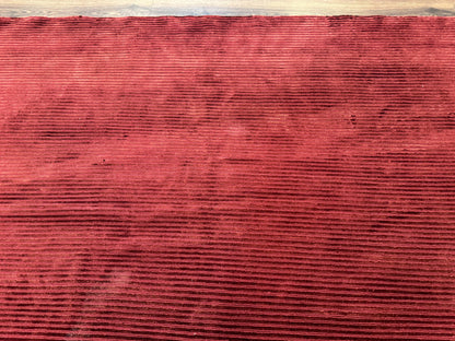 Handmade Tibetan Rug 8x10 Wool Stripe Red Thick Pile Carpet