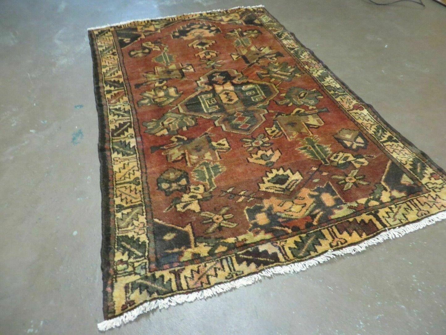 Antique Turkish Wool Rug 4x6 Handmade Vegetable Dye With Rich Pattern