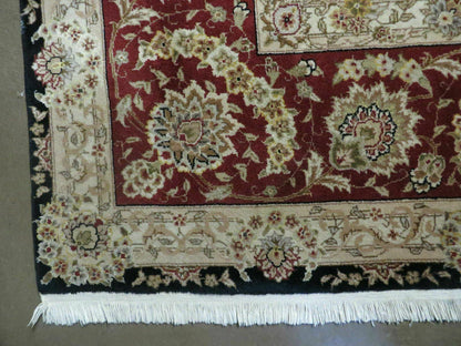 Vintage Chinese Silk Wool Rug Hand Knotted Oriental Floral 9 By 12 Feet With Silk Highlights