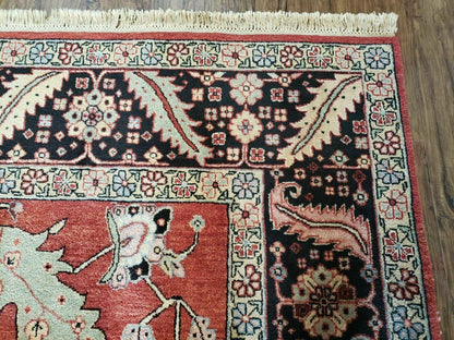 Vintage Handmade Turkish Wool Rug 9 Foot 10 Inch By 14 Foot 2 Inch Hand Knotted Red Black Floral