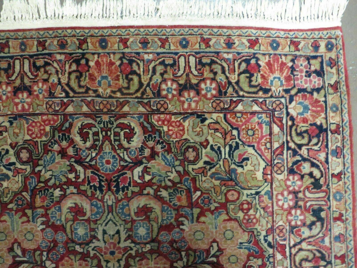 Persian Sarouk Rug 4.6 x 5, Red, Semi Antique, Floral