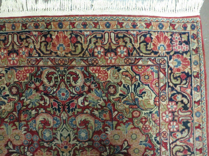 Persian Sarouk Rug 4.6 x 5, Red, Semi Antique, Floral