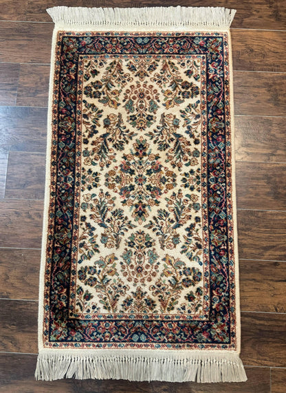 Karastan Rug 2.6 x 4, Karastan Ivory Sarouk #760, Vintage Wool Pile Small Karastan Carpet, Original Collection 700 Series Discontinued