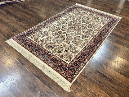 Karastan Rug 5.9 x 9 Ivory Sarouk #760, Vintage Wool Original Collection 700 Series, Discontinued