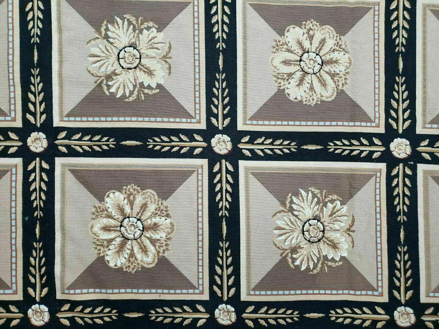 Aubusson Rug Needlepoint Wool 9x12 Handmade Savonnerie Design Vintage