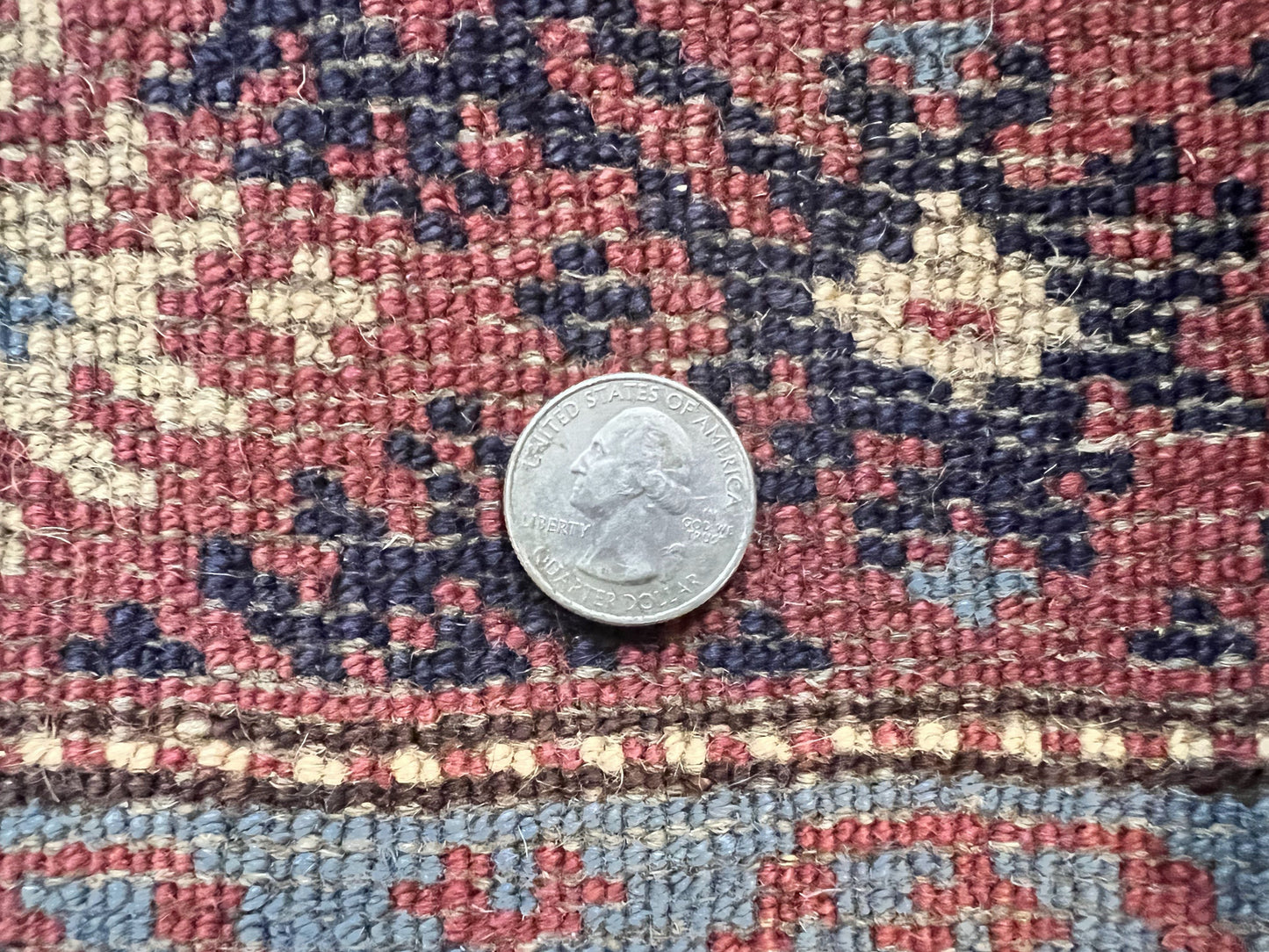 Turkish Sparta Rug 3x4, Allover Pattern, Navy Blue and Red, Antique Ispara Oriental Carpet 3 x 4, Small Turkish Handmade Vintage Wool Rug