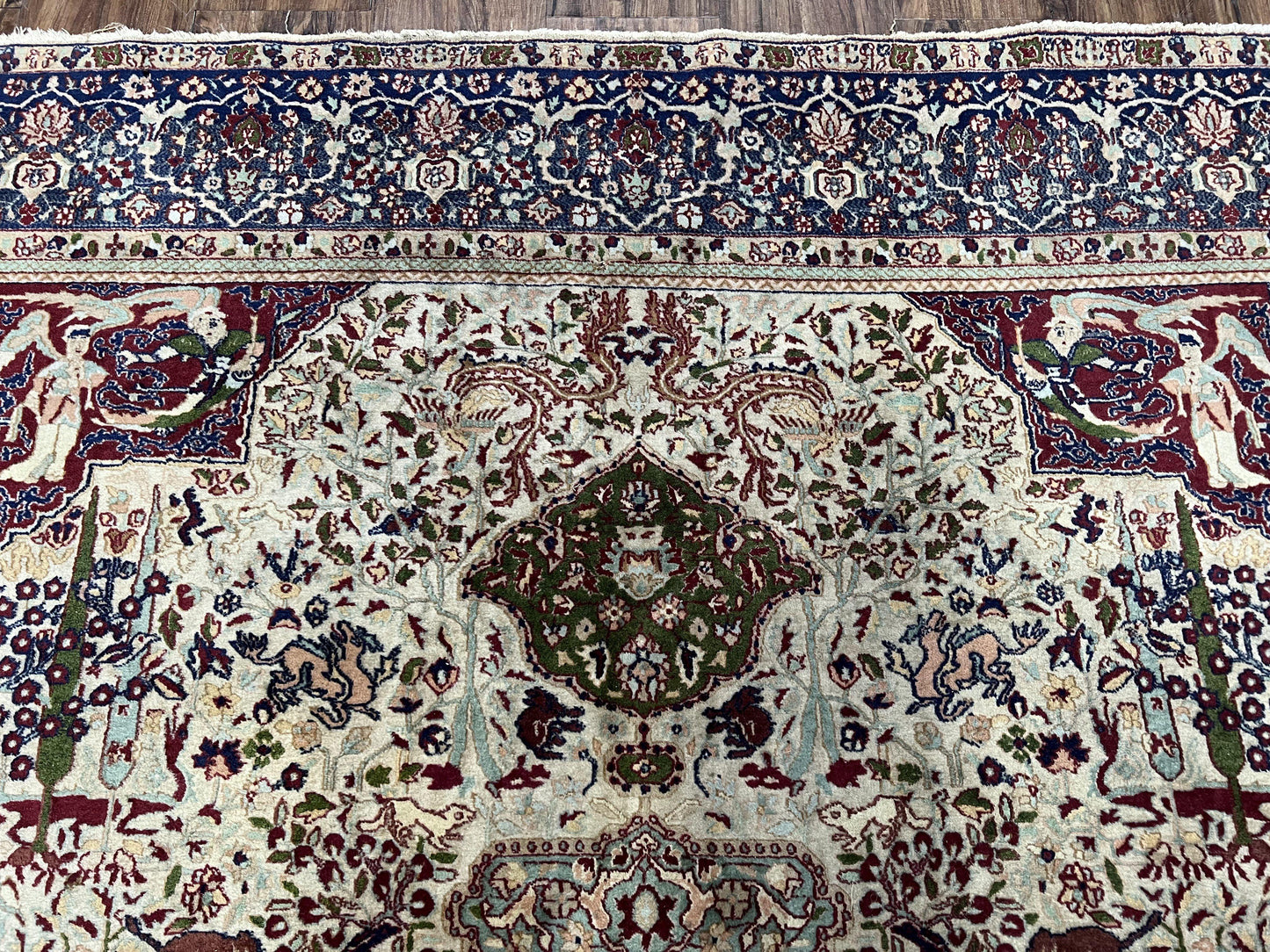 Antique Indian Agra Rug Rare Early 20th Century Hand Knotted Wool Collectible Oriental Carpet