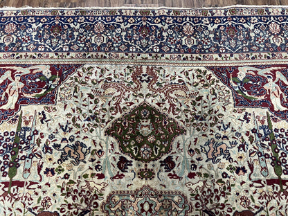 Antique Indian Agra Rug Rare Early 20th Century Hand Knotted Wool Collectible Oriental Carpet