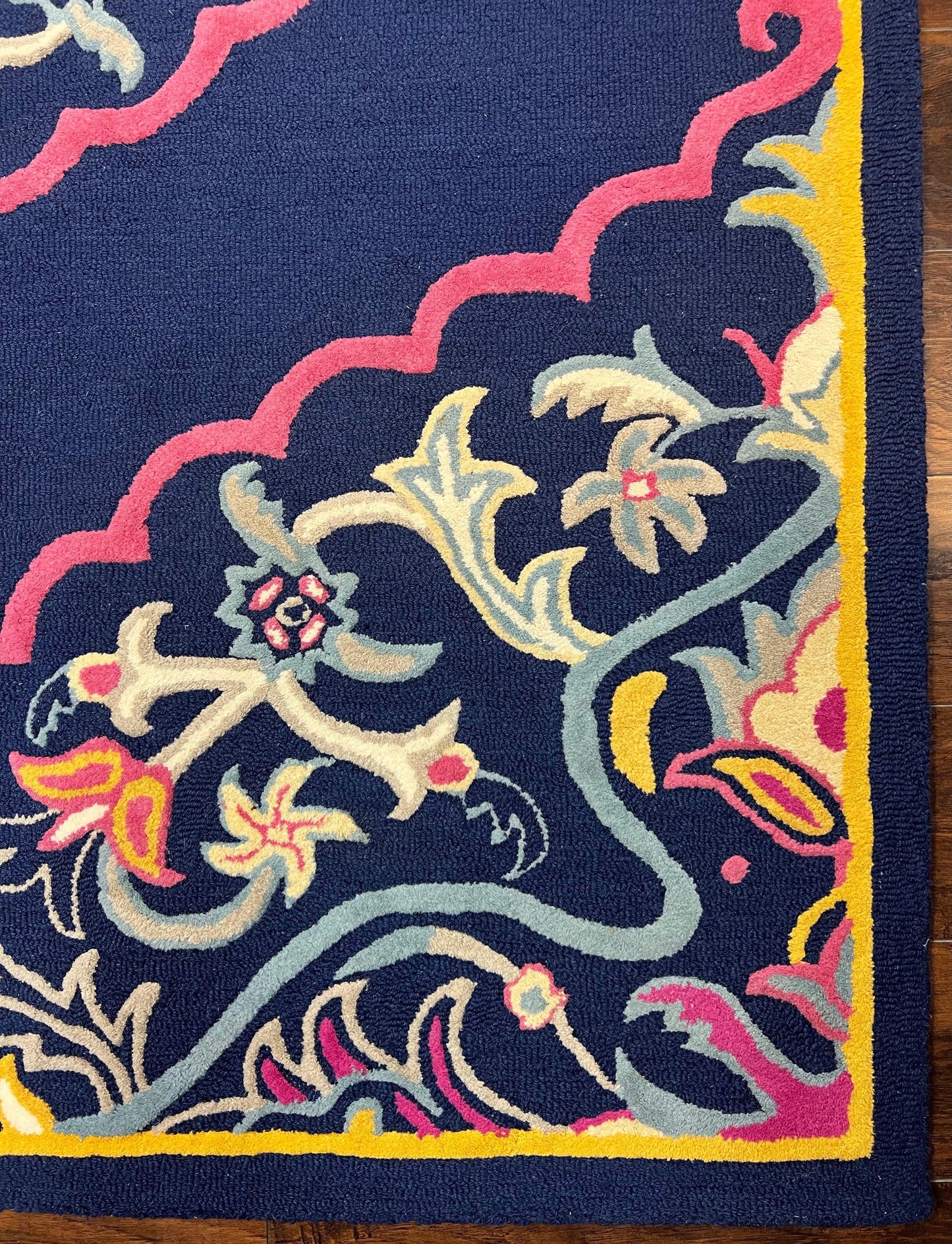Safavieh Belagio Wool Rug 8x10 Navy Pink Yellow Floral Modern Area Rug