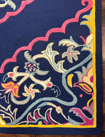 Safavieh Belagio Wool Rug 8x10 Navy Pink Yellow Floral Modern Area Rug