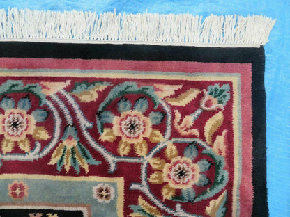 Vintage Chinese Aubusson Hand Knotted Wool Rug 9 By 12 Feet Black