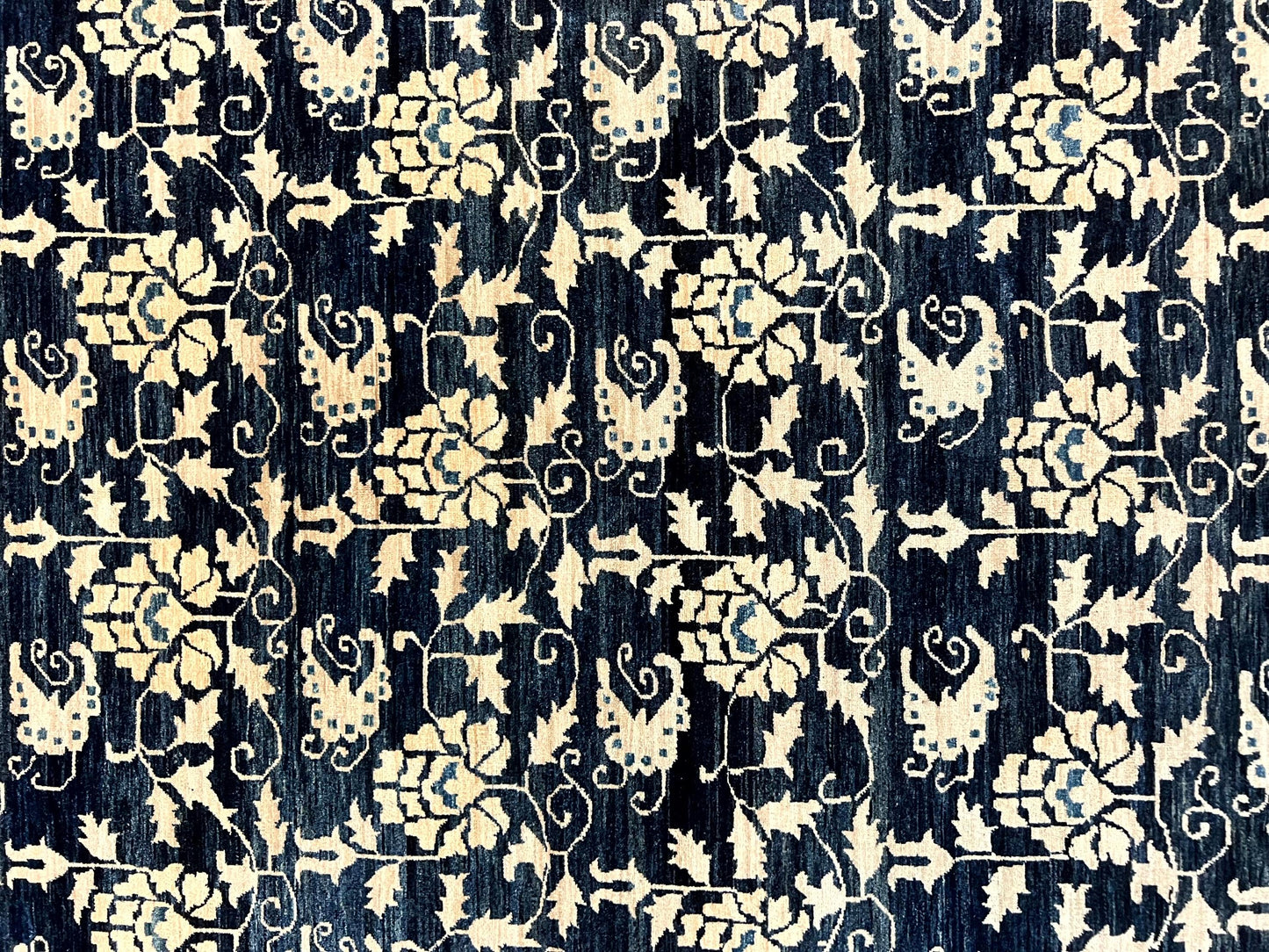 Sino Persian Rug Hand Knotted Wool Carpet 6x9 Floral Allover Blue Cream Tan