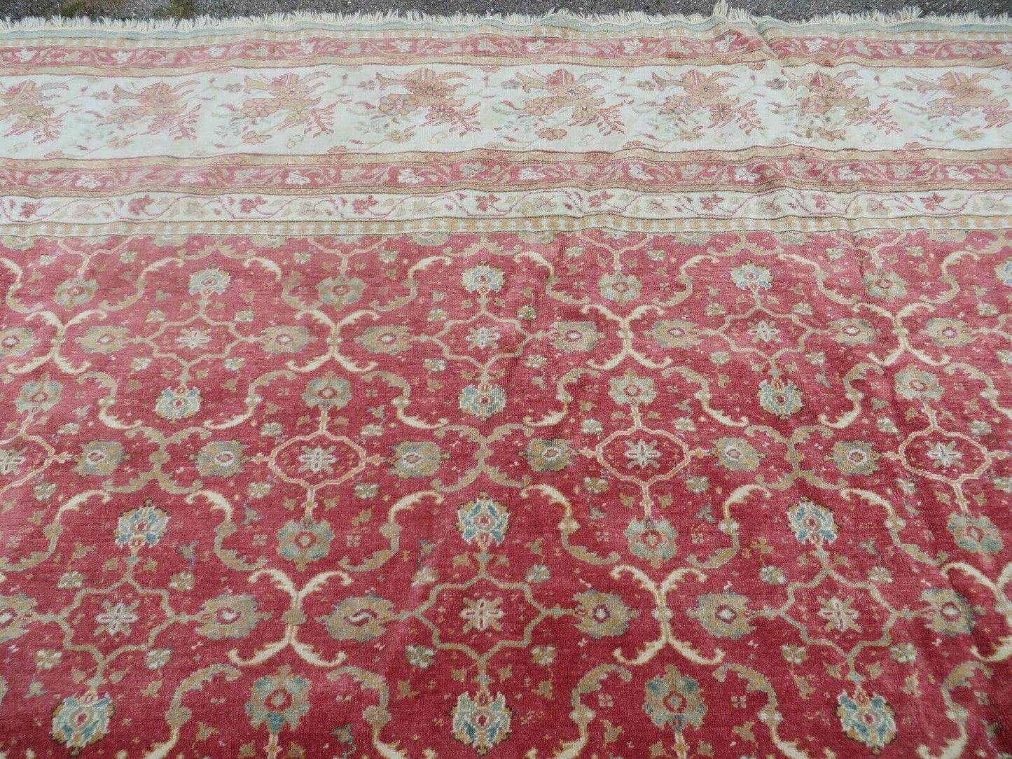 12' X 18' Palace Size Handmade Egyptian Wool Rug Carpet Soft Colors Red & Beige