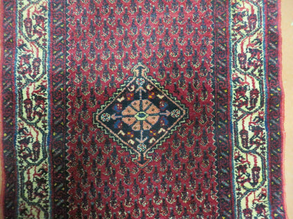 Indian Wool Rug Amritsar Vintage Handmade Red Paisley Design