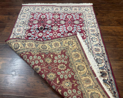 Pak Persian Rug 4x6, Floral Allover, Vintage Wool Carpet, Plum and Ivory